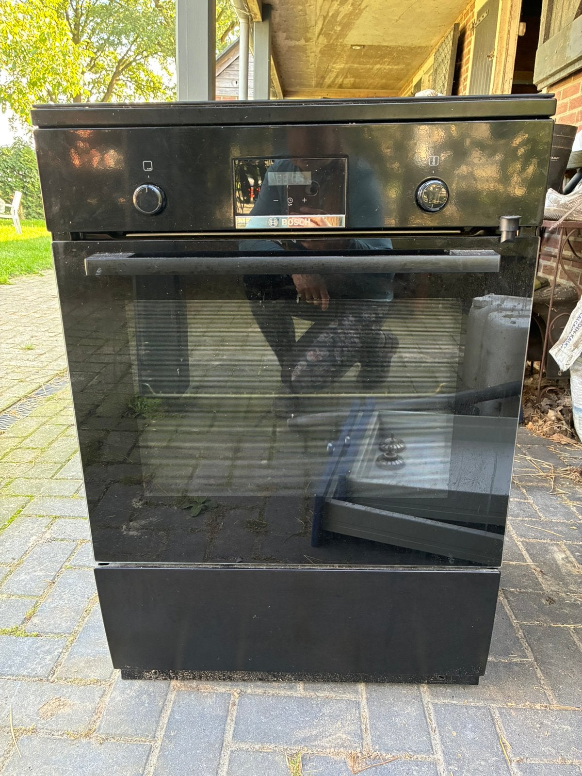 Bosch electrische kookplaat met oven, Ophalen, Gebruikt, 4 kookzones, 85 tot 90 cm