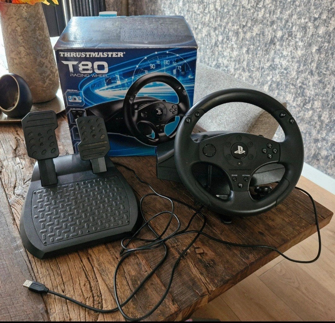 Thrustmaster T80 racing wheel voor ps4 en ps3, Ophalen of Verzenden, Zo goed als nieuw, Stuur of Pedalen, PlayStation 3