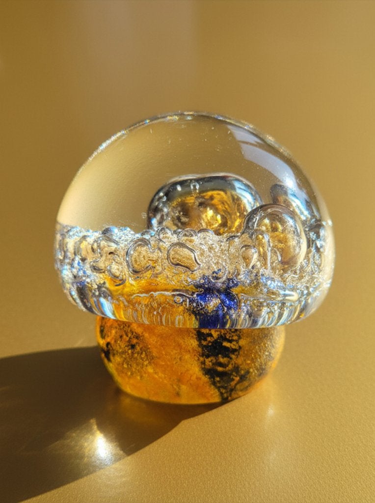 Kosta Boda Göran Wärff design glassculptuur Paddenstoel, Glas, Handgemaakt, Meerkleurig, Object
