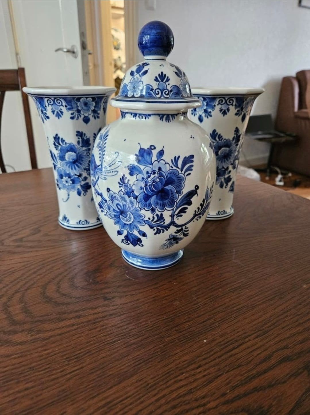 Prachtig Delfts Blauw vazen set - 3 stuks, Antiek en Kunst, Ophalen