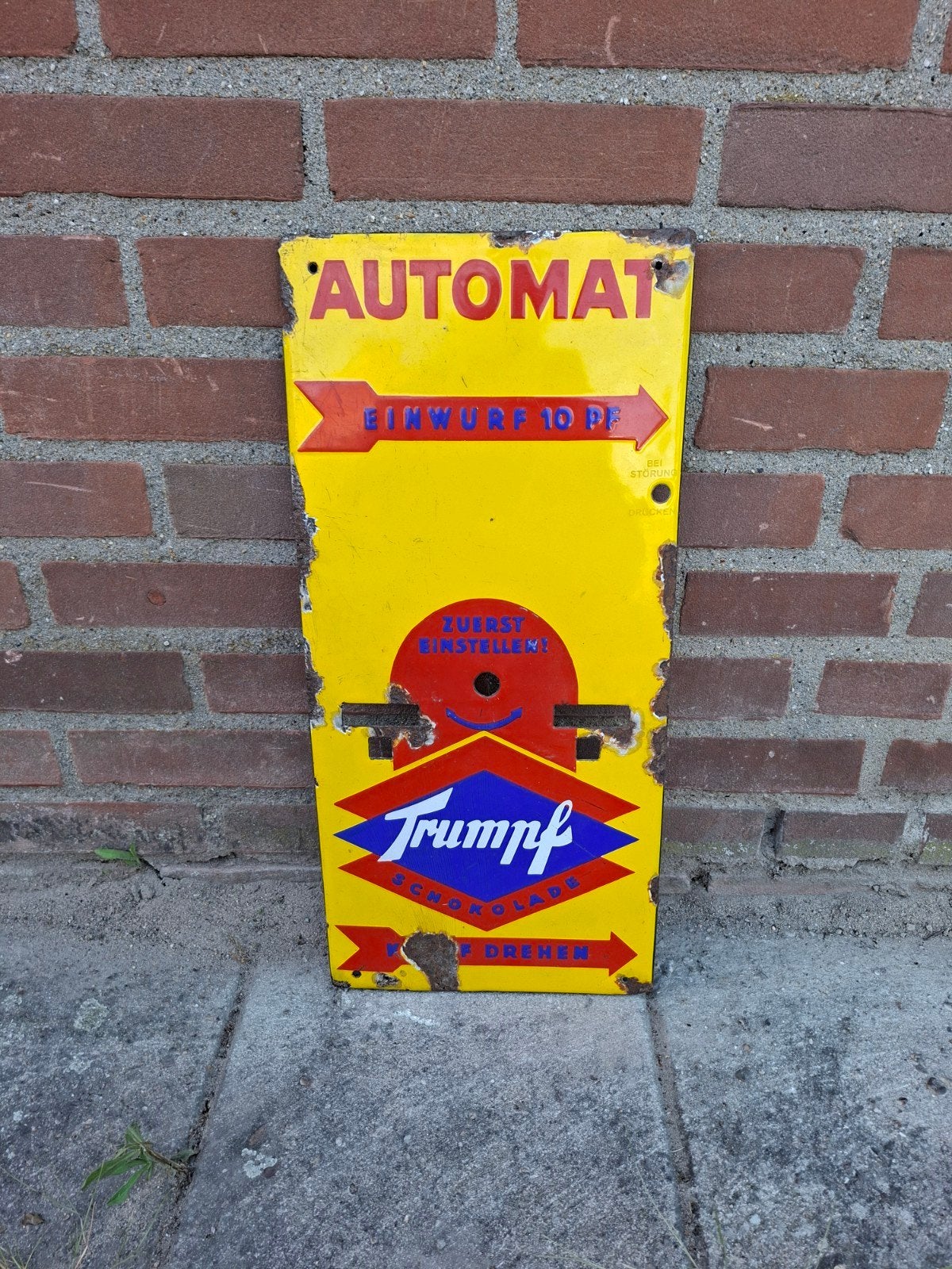 Trumpf Chocolade Automaat Emaille Voorfront, Ophalen of Verzenden