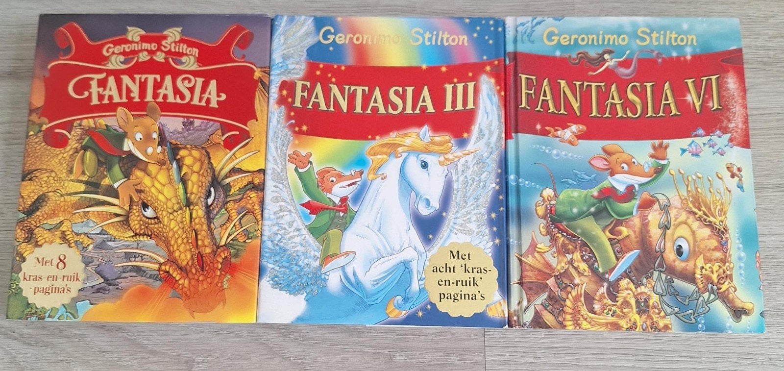 Geronimo Stilton Fantasia Boeken (Deel 1, 3, 6), Ophalen of Verzenden, Gelezen, Geronimo Stilton, Sprookjes
