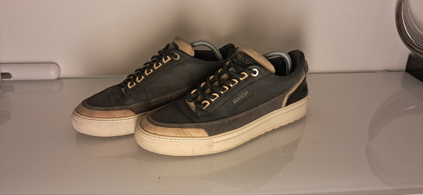 Mason Garments Sneakers - Donkergrijs/Beige, Kleding | Heren, Overige kleuren, Ophalen of Verzenden, Sneakers of Gympen, Gedragen