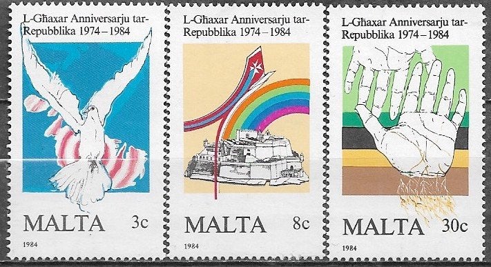 MALTA serie 10 jaar Republiek Malta 1984, Ophalen of Verzenden, Malta, Postfris