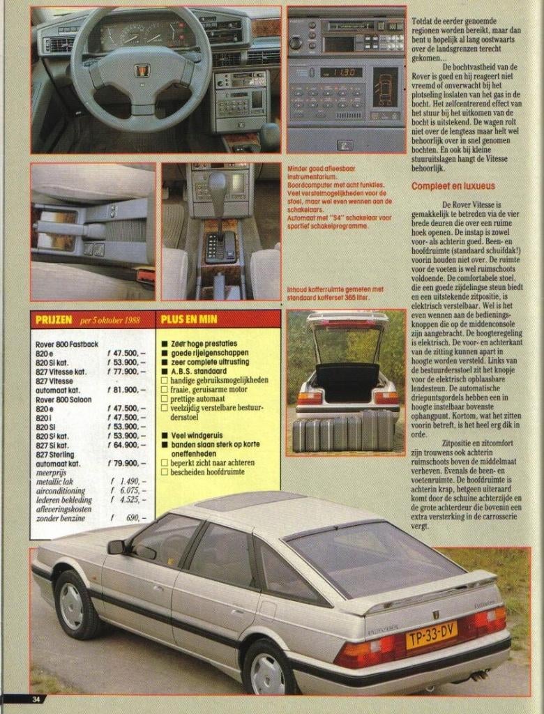 Autokampioen test Rover 827 Vitesse Automaat Oktober 1988, Ophalen of Verzenden, Gelezen, Overige merken