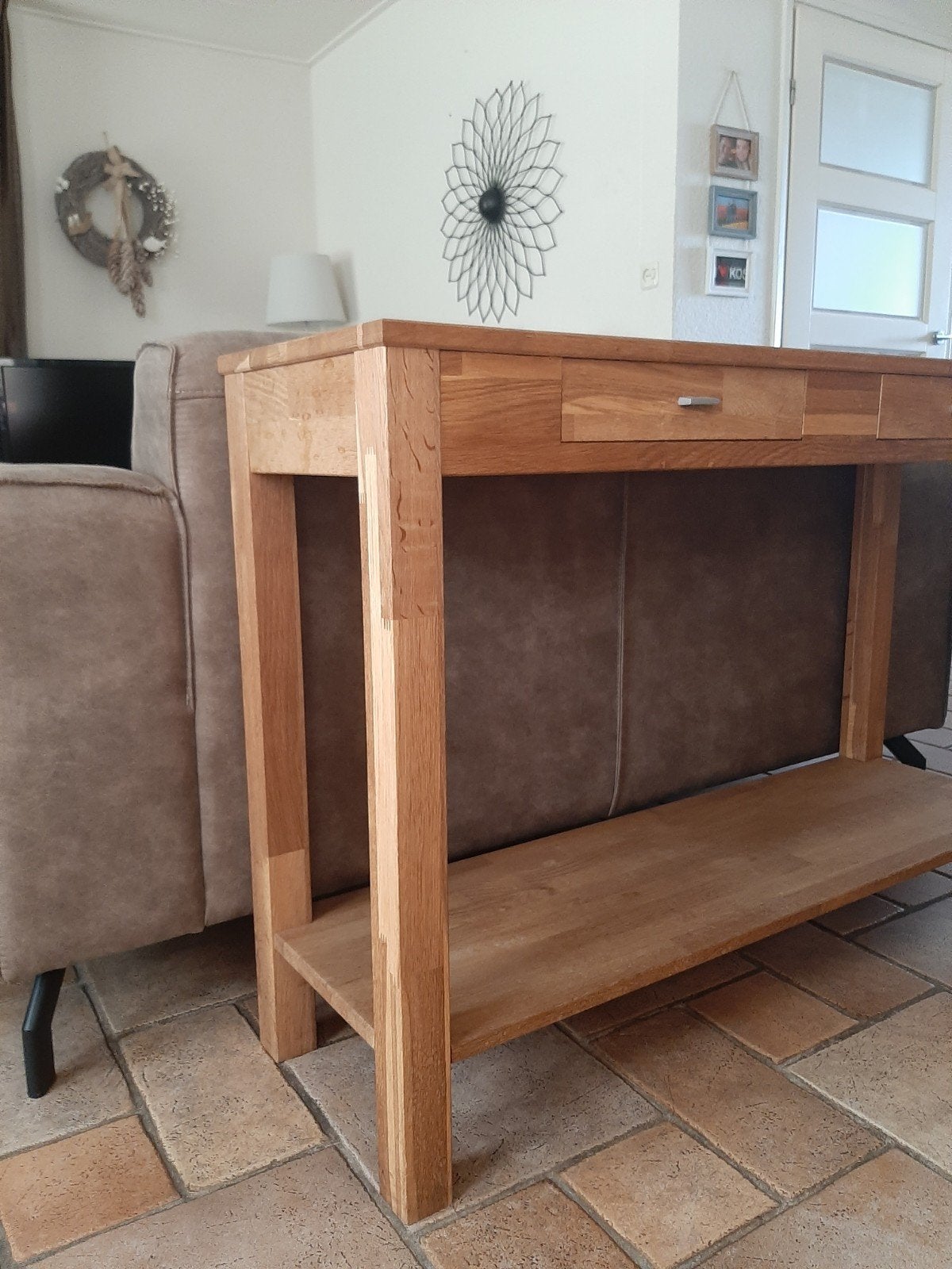 Sidetable/  haltafel mat  eiken, Ophalen, Zo goed als nieuw