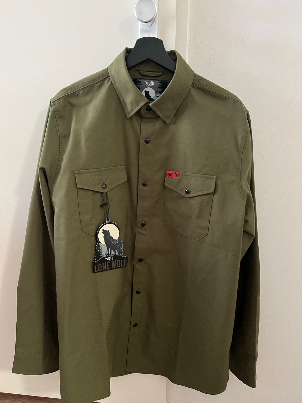 Nieuw Volk Flannel "Lone Wolf" overhemd - Maat L, Ophalen of Verzenden, Nieuw, Groen, Halswijdte 41/42 (L)