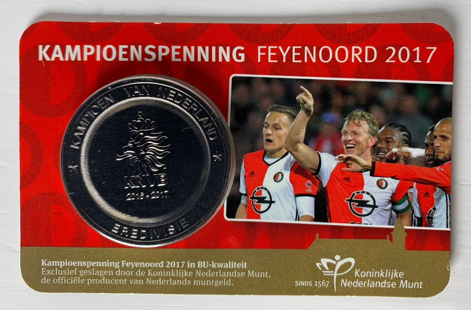 Feyenoord kampioen penning Coincard, Ophalen of Verzenden, Koningin Beatrix, Euro's