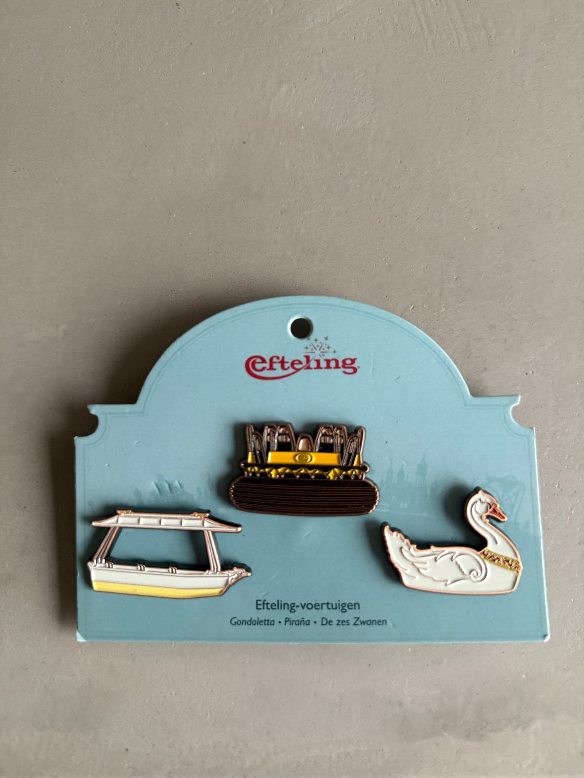 Efteling Voertuigen Pins: Gondel, Piranha, Zwaan, Verzenden, Nieuw, Button of Speldje
