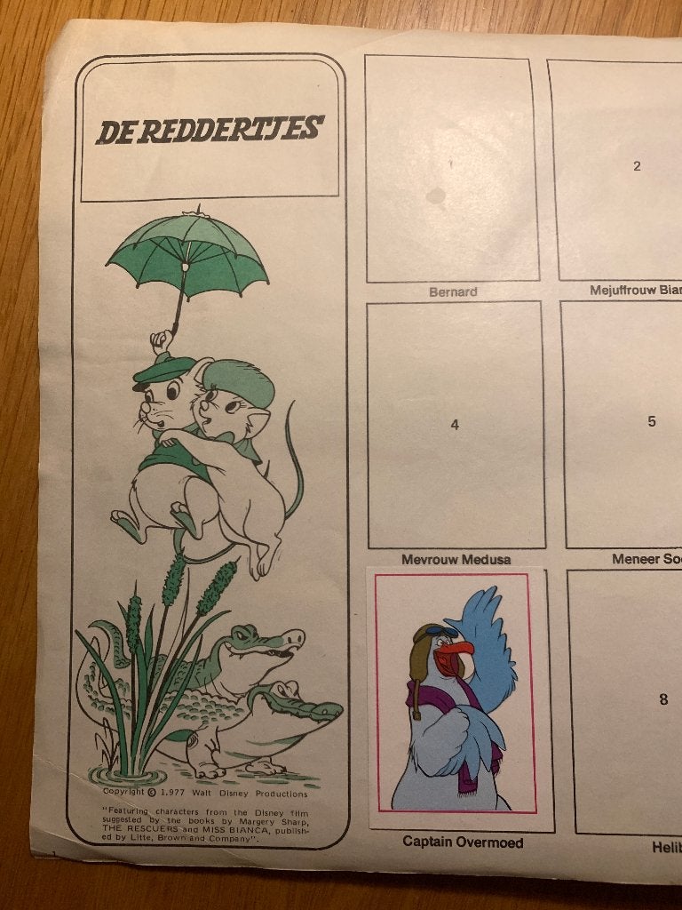 Plaatjesalbum De Reddertjes 1977 Walt Disney - niet compleet, Boeken, Ophalen of Verzenden, Gelezen, Plaatjesalbum