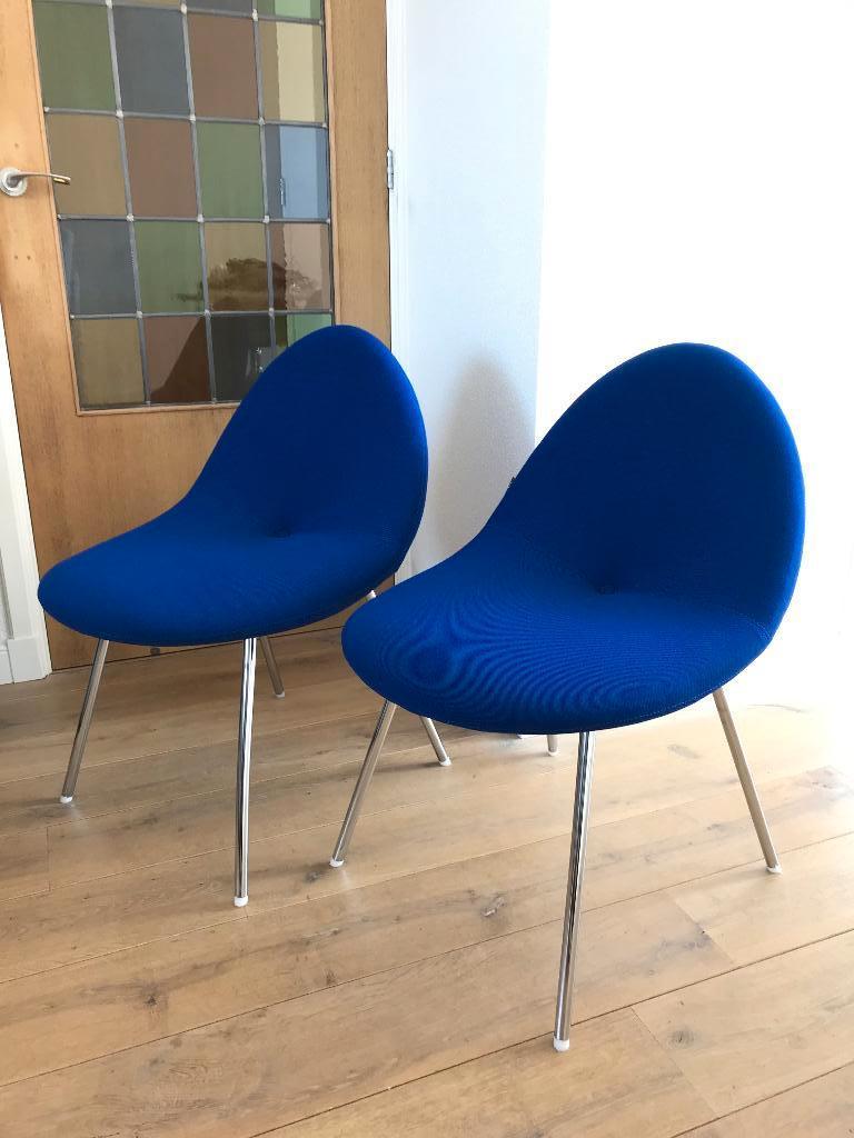 Set 2 IZGS Artifort Conco desig fauteuil stoel modern blauw, 75 tot 100 cm, Ophalen of Verzenden, Zo goed als nieuw, Nvt
