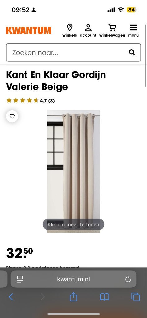 Kwantum Valerie gordijnen twee stuks, Kwantum, Verduisterend, Beige, Ophalen of Verzenden