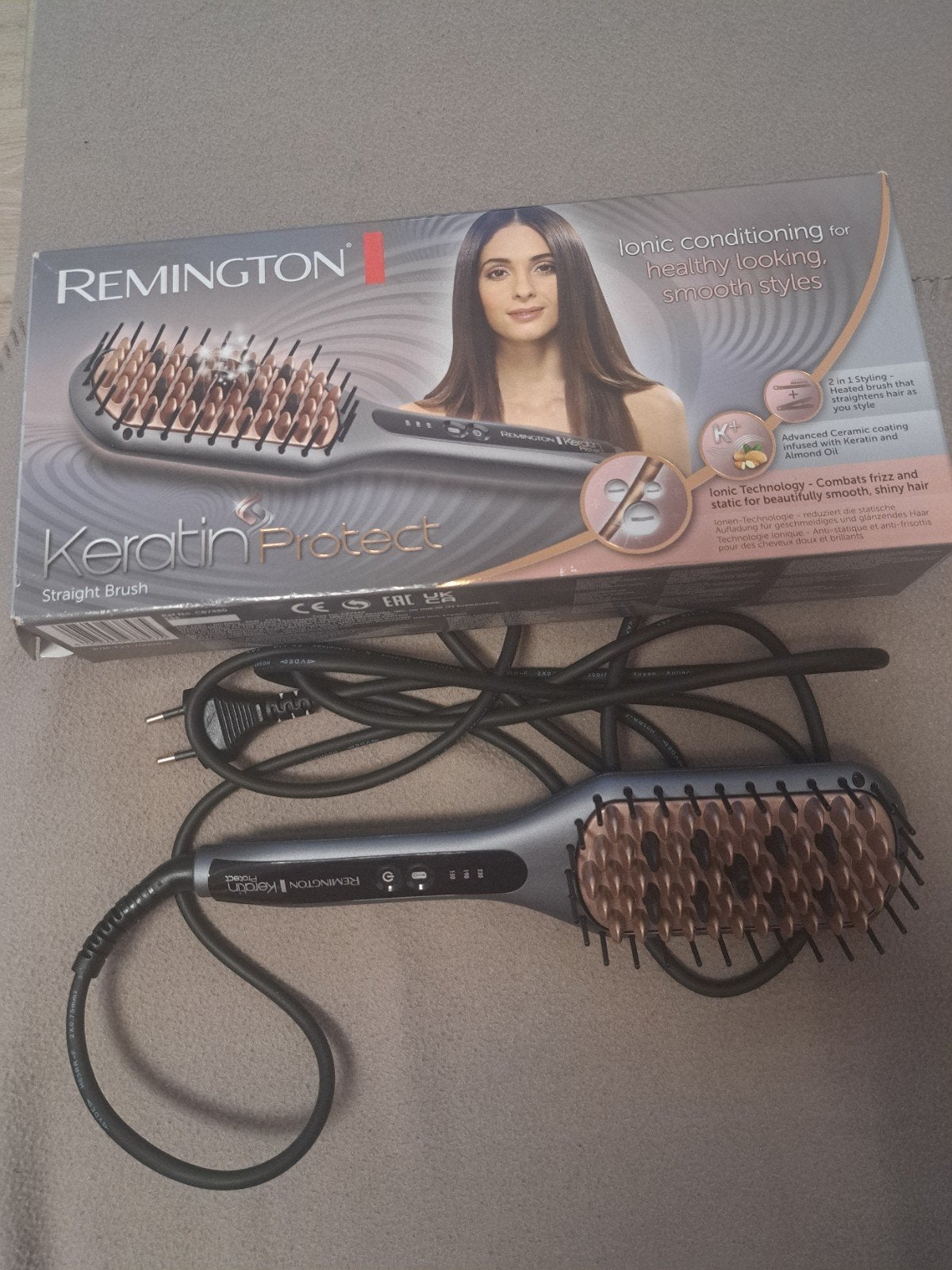 Remington keratin protect straight brush CB7480, Ophalen of Verzenden, Zo goed als nieuw, Krultang of Stijltang