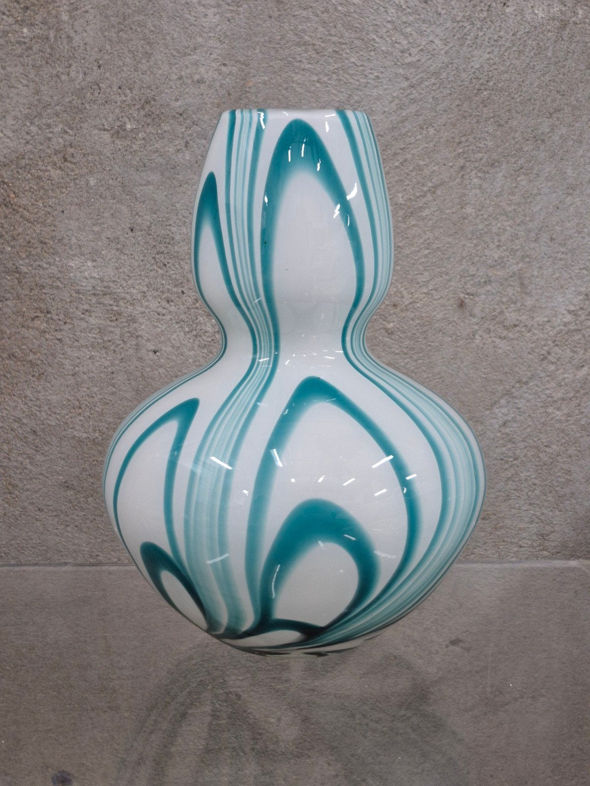 Carlo Moretti - Murano blauw witte vaas, Wit, Ophalen of Verzenden, Minder dan 50 cm, Glas