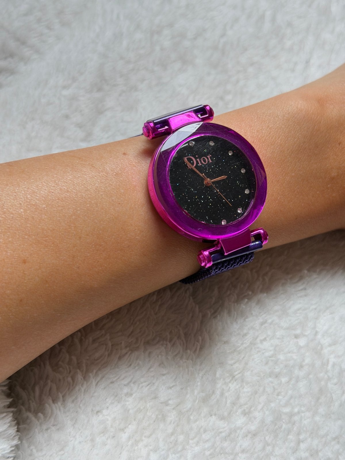 Stijlvol Paars Horloge met Strass en Magneetsluiting, Overige merken, Overige materialen, Polshorloge, Nieuw