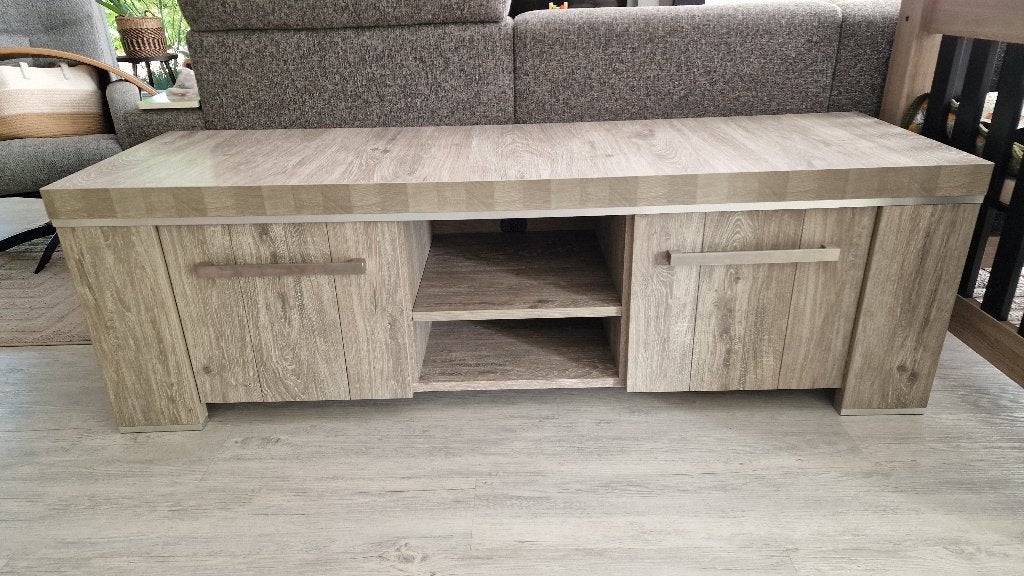 TV meubel grijs eiken, Ophalen, 150 tot 200 cm, Nieuw, Minder dan 100 cm