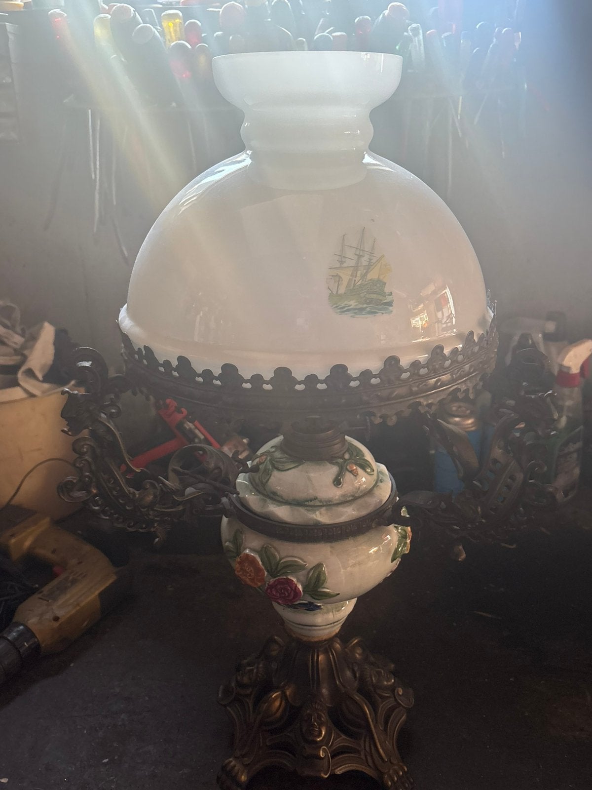 Staande oli lamp, Ophalen