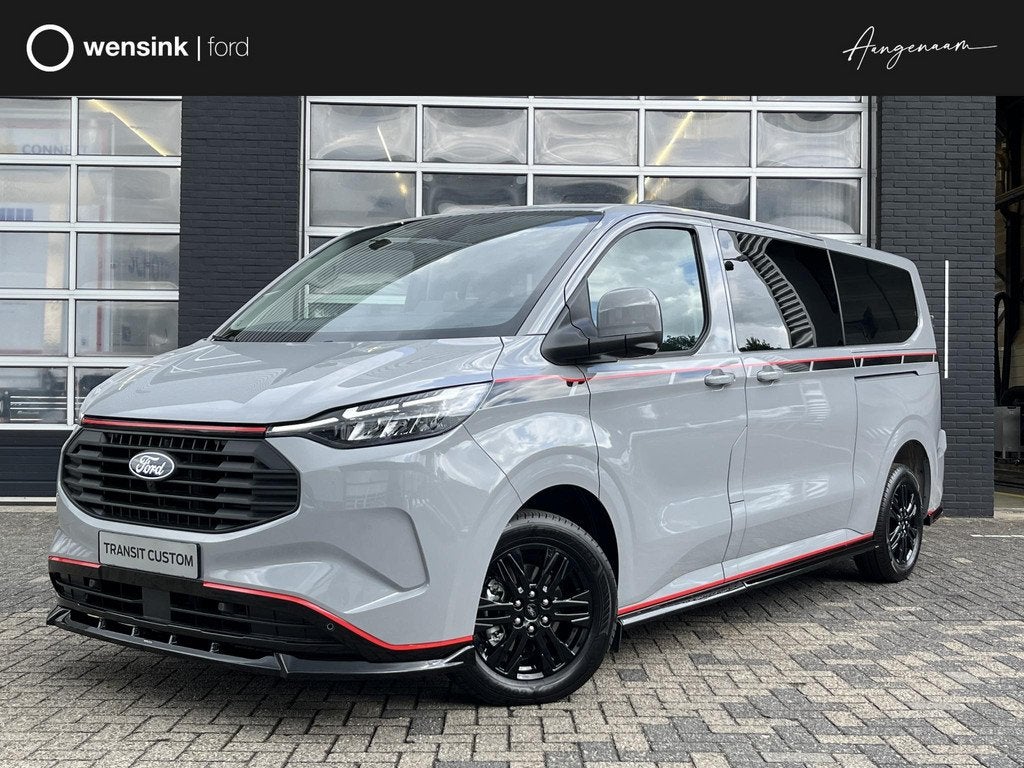 Ford Transit Custom 320 2.5 PHEV L2H1 Grey Platinum Dubbele, Auto's, Bestelauto's, 4 cilinders, 233 pk, Plug-in hybride, Bedrijf