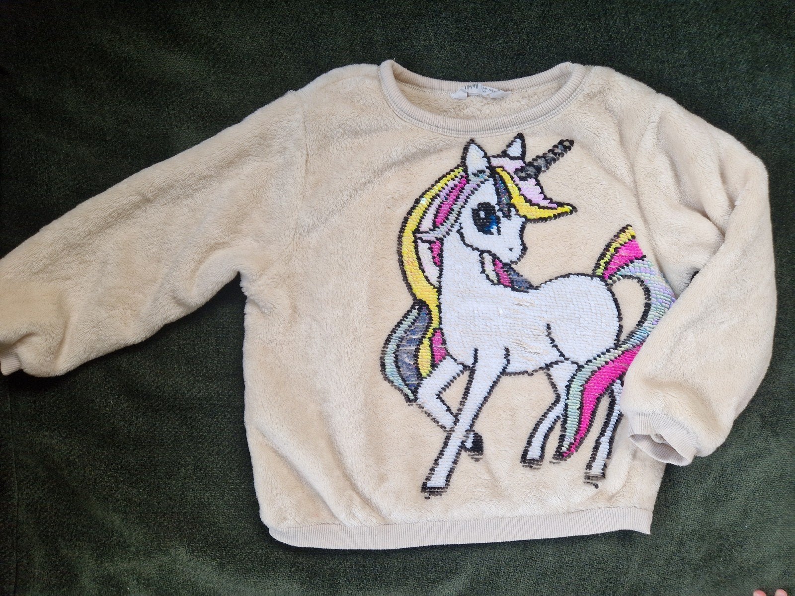 H&M Superzachte Trui met Unicorn Pailletten - Maat 104, Gebruikt, Meisje, Trui of Vest, H&M
