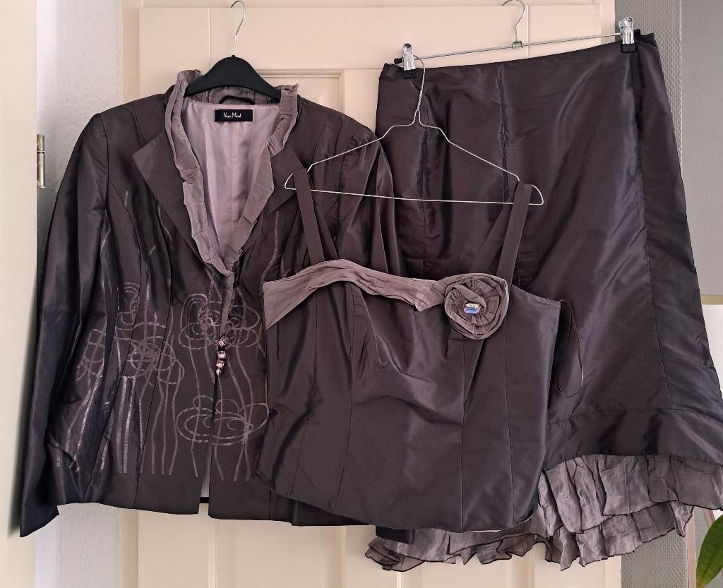Vera Mont 3-delig set blazer, top & rok (maat 44) art 50497, Kostuum of Pak, Vera Mont, ., Paars