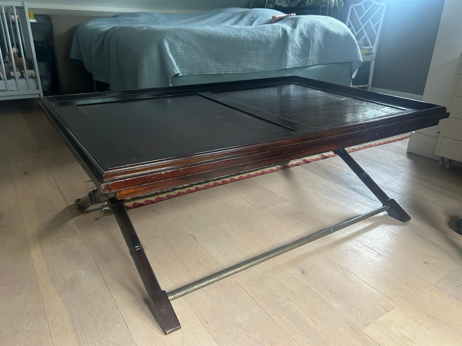 Mahonie Butler's Tray Salontafel / Campaign Dienbladtafel, Ophalen