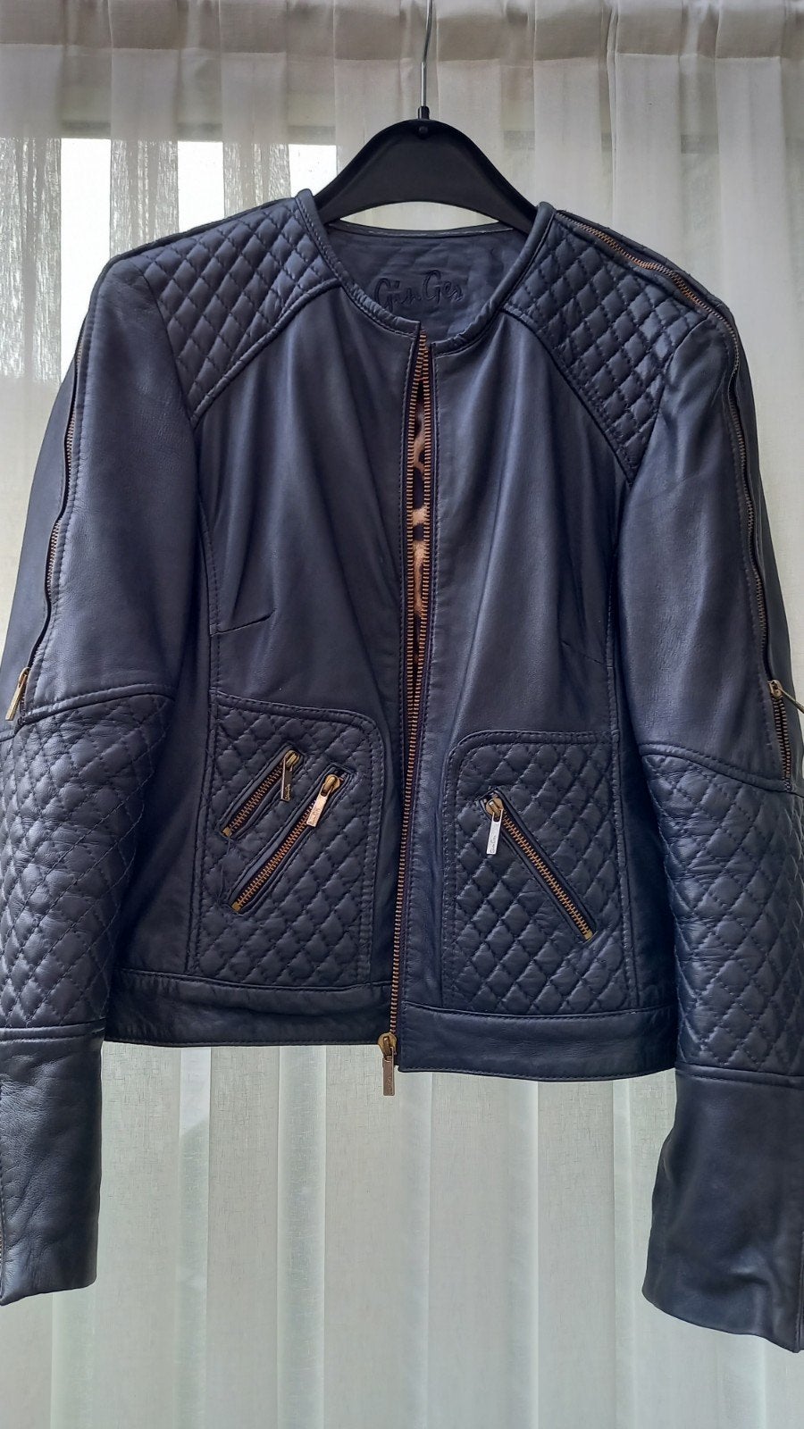 GIN GER  LEREN JASJE MAAT XL., Kleding | Dames, Zwart, Maat 42/44 (L), Ophalen of Verzenden, Gedragen