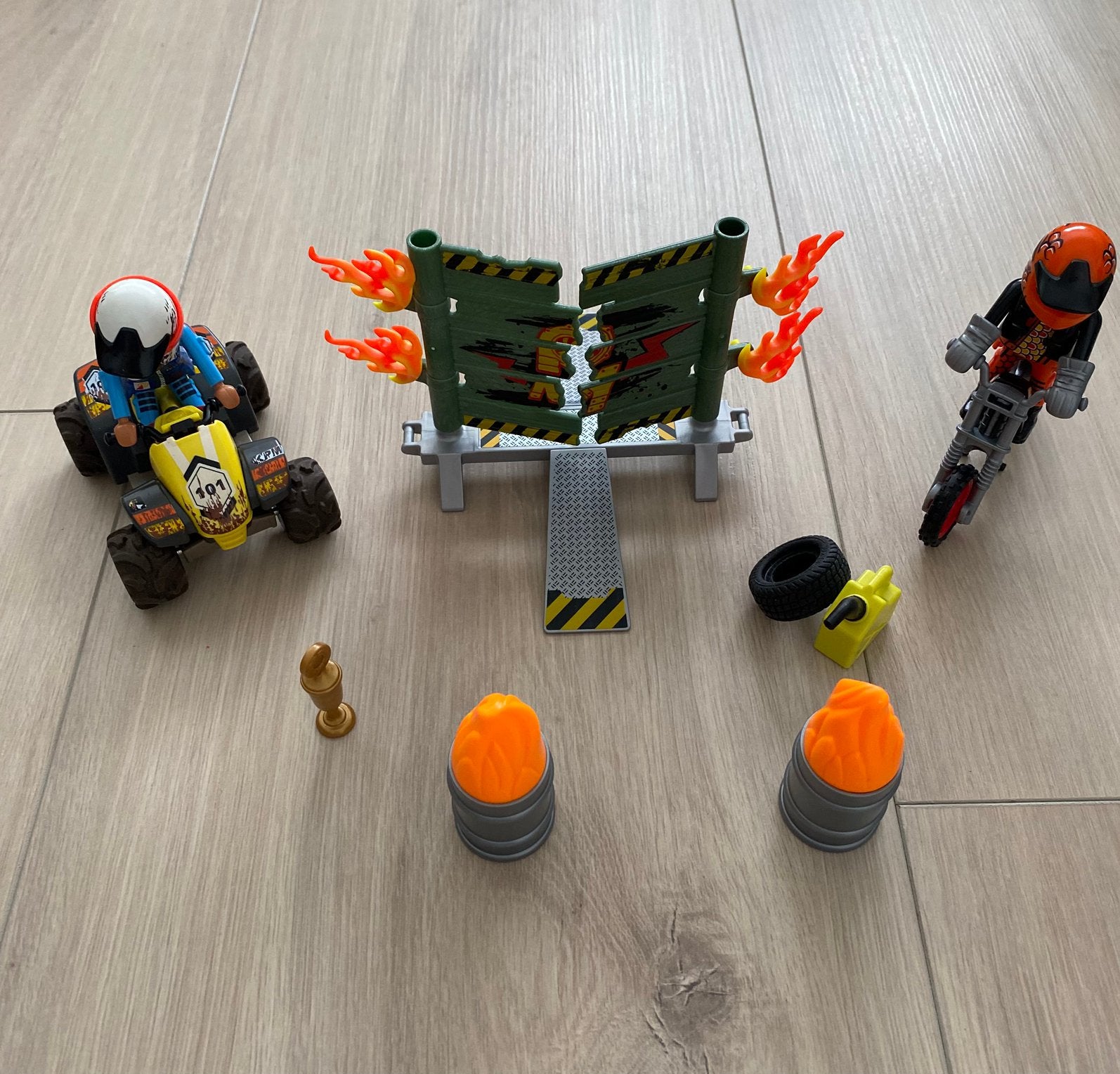 Playmobil Stuntshow Motor en Quad met obstakels, Ophalen, Gebruikt, Jongen of Meisje