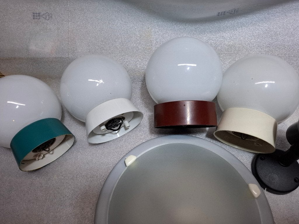 1 Ronde Plafonniere, 4 Bol Plafonnière’s en 2 Wandspotjes, Ophalen of Verzenden, Gebruikt, Glas