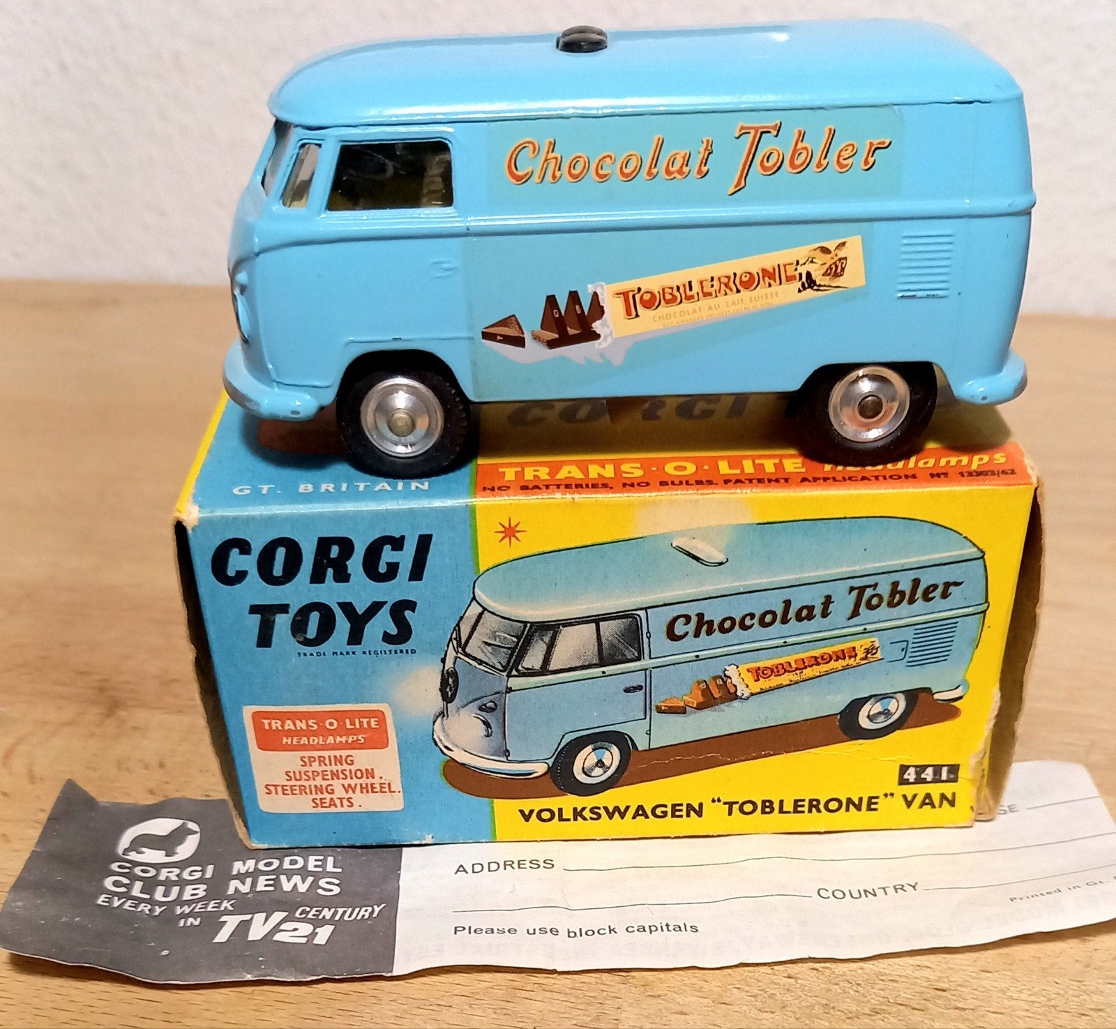 Corgi Toys, GB, 441, VW BULLI "TOBLERONE", mint/boxed, Hobby en Vrije tijd, Ophalen of Verzenden, Nieuw, Auto, Corgi