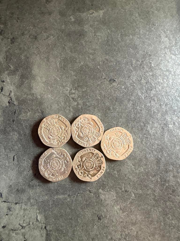 20 pence munten 5 stuks, Postzegels en Munten, Ophalen of Verzenden, Overige landen, Setje