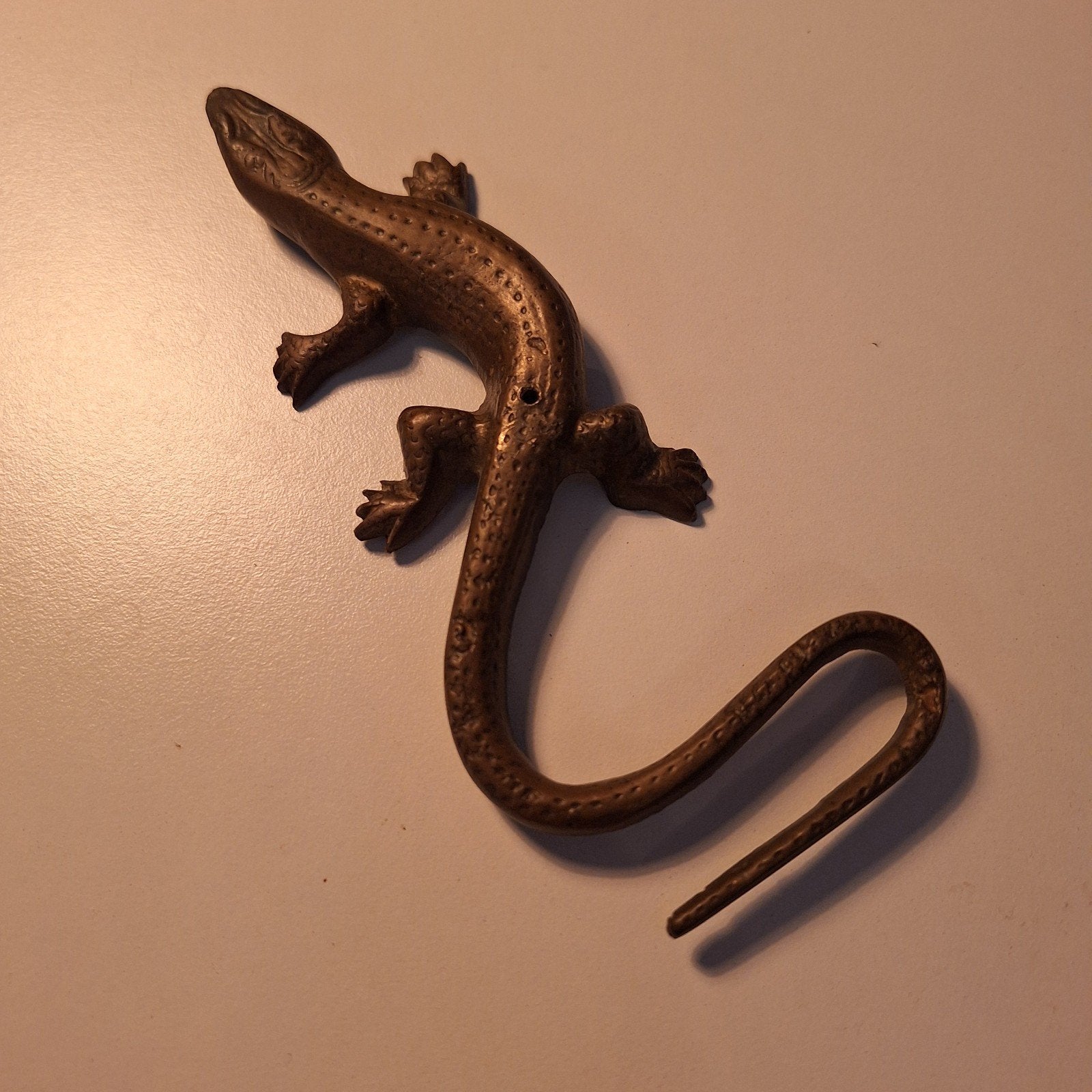 Vintage Koperen Hagedis - 14cm, Ophalen of Verzenden
