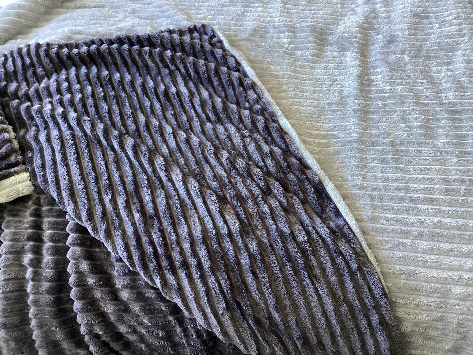 Dekbedovertrek fleece rib 240x 220 met 2 slopen, 2 zijdig, Dekbedovertrek, Tweepersoons, Zo goed als nieuw, Grijs