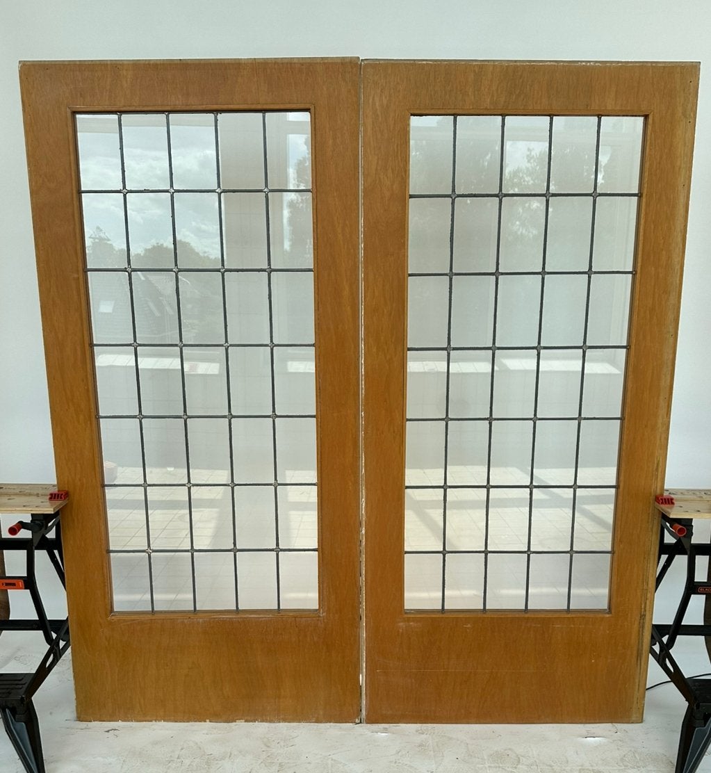 200x93 set ensuite deuren met glas in lood evt 2e set, Doe-het-zelf en Verbouw, Deuren en Horren, Ophalen, Gebruikt, 80 tot 100 cm