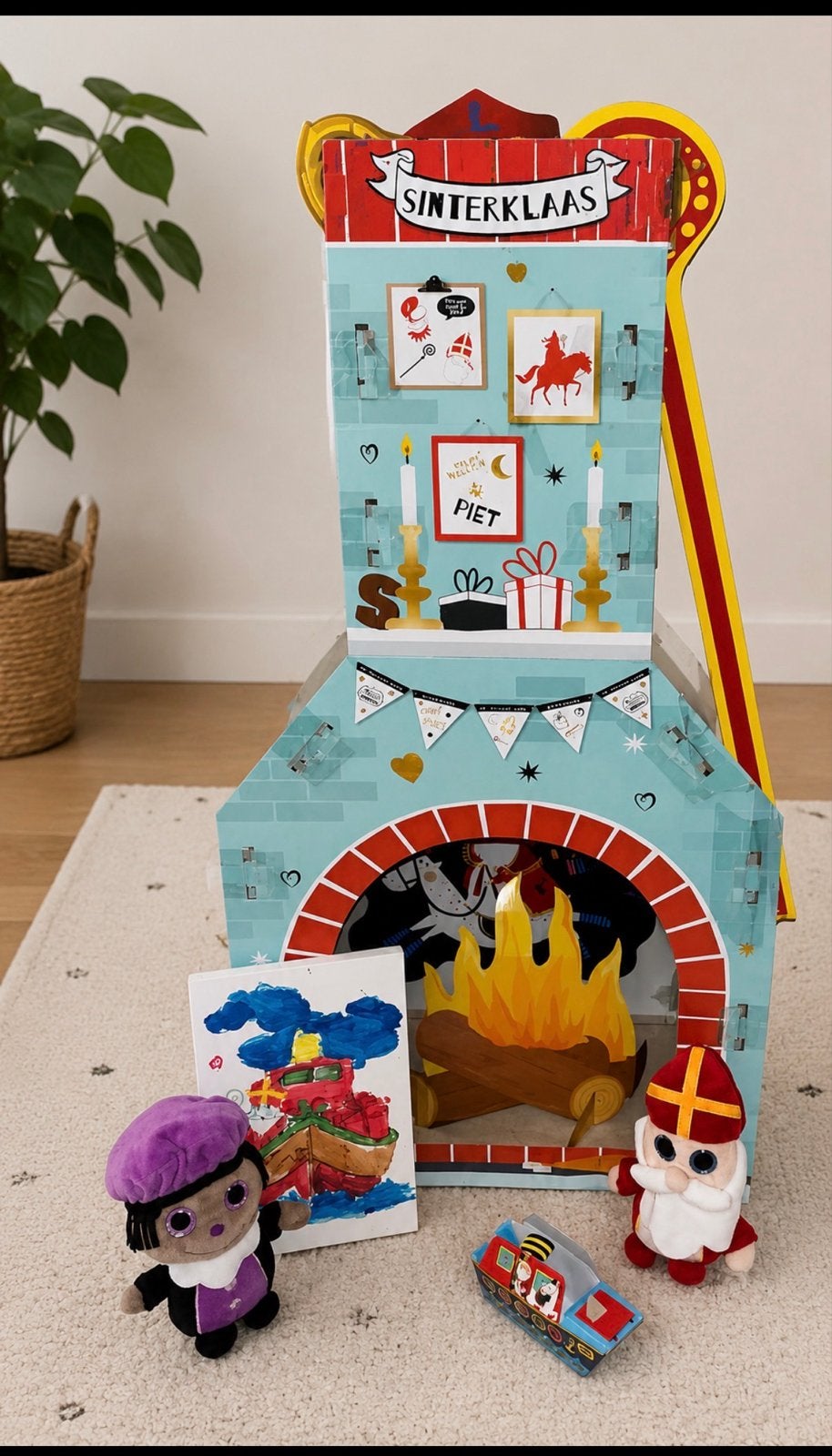 Sinterklaas pakket schoorsteen staf knuffels, Diversen, Ophalen of Verzenden
