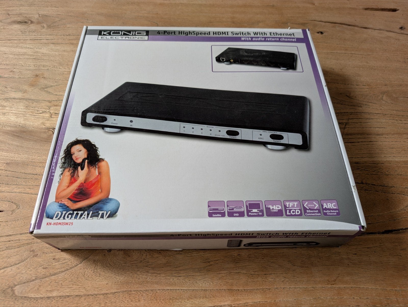 König KN-HDMISW25 4-poorts HDMI-switch (Nooit gebruikt), Ophalen of Verzenden, Nieuw, Minder dan 2 meter, Overige kabels