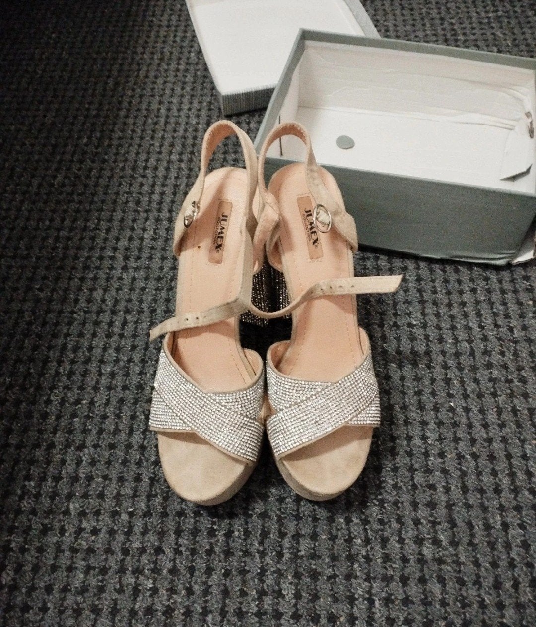 JUMEX Sandalen met hoogte van 15cm hakken en strass 38, Ophalen of Verzenden
