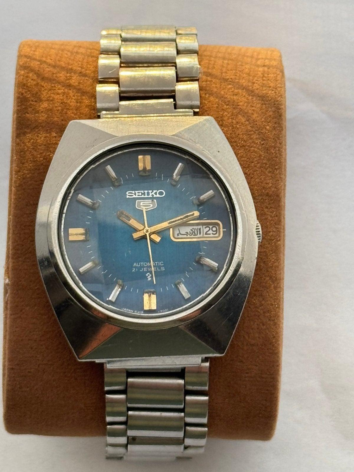 Vintage Seiko 5 Automatic 21 Jewels – Arabische Dag – Loopt!, Ophalen of Verzenden