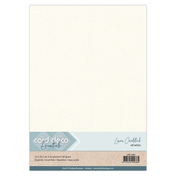 Card Deco linnenkarton A5 32 gebroken wit 10 vellen 240 gram, Overige merken, Papier of Karton, ., Nieuw