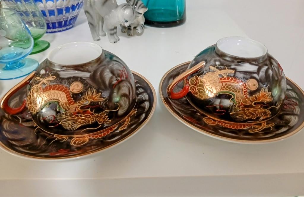 Japanse litophane geisha watermerk theekopjes., Ophalen of Verzenden