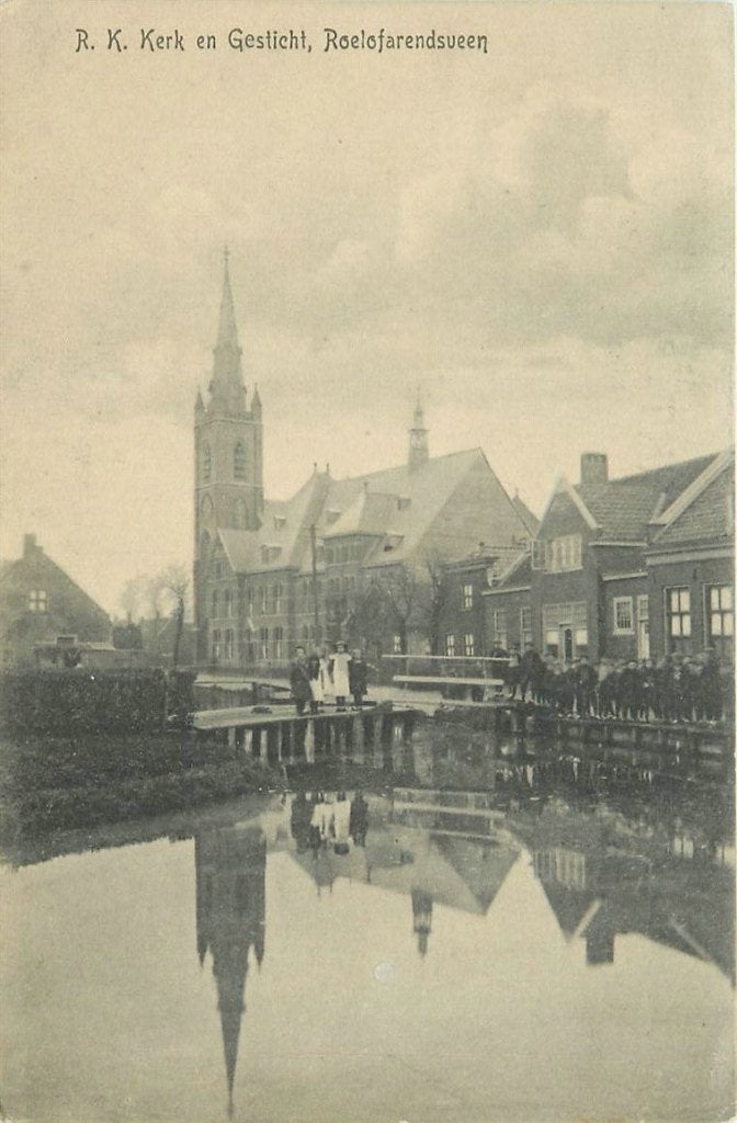 701-012-011 Roelofarendsveen RK Kerk en Gesticht, Verzamelen, Ansichtkaarten | Nederland, Verzenden, Voor 1920, Zuid-Holland