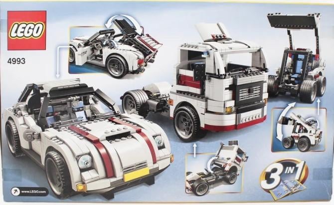 Lego 4993 truck vrachtwagen auto graafmachine cabriolet, Gebruikt, Compleet, Lego, Ophalen of Verzenden