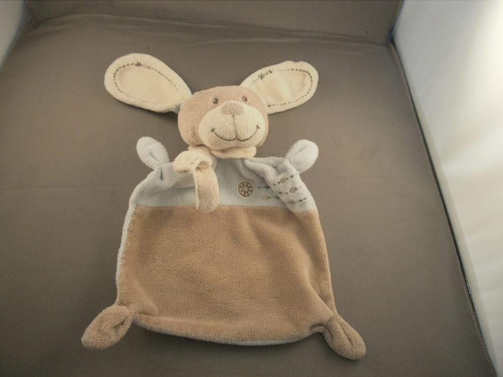 nicotoy Simba konijn tutte doekje bruin crème blauw met xxx, Kinderen en Baby's, Speelgoed | Knuffels en Pluche, Ophalen of Verzenden