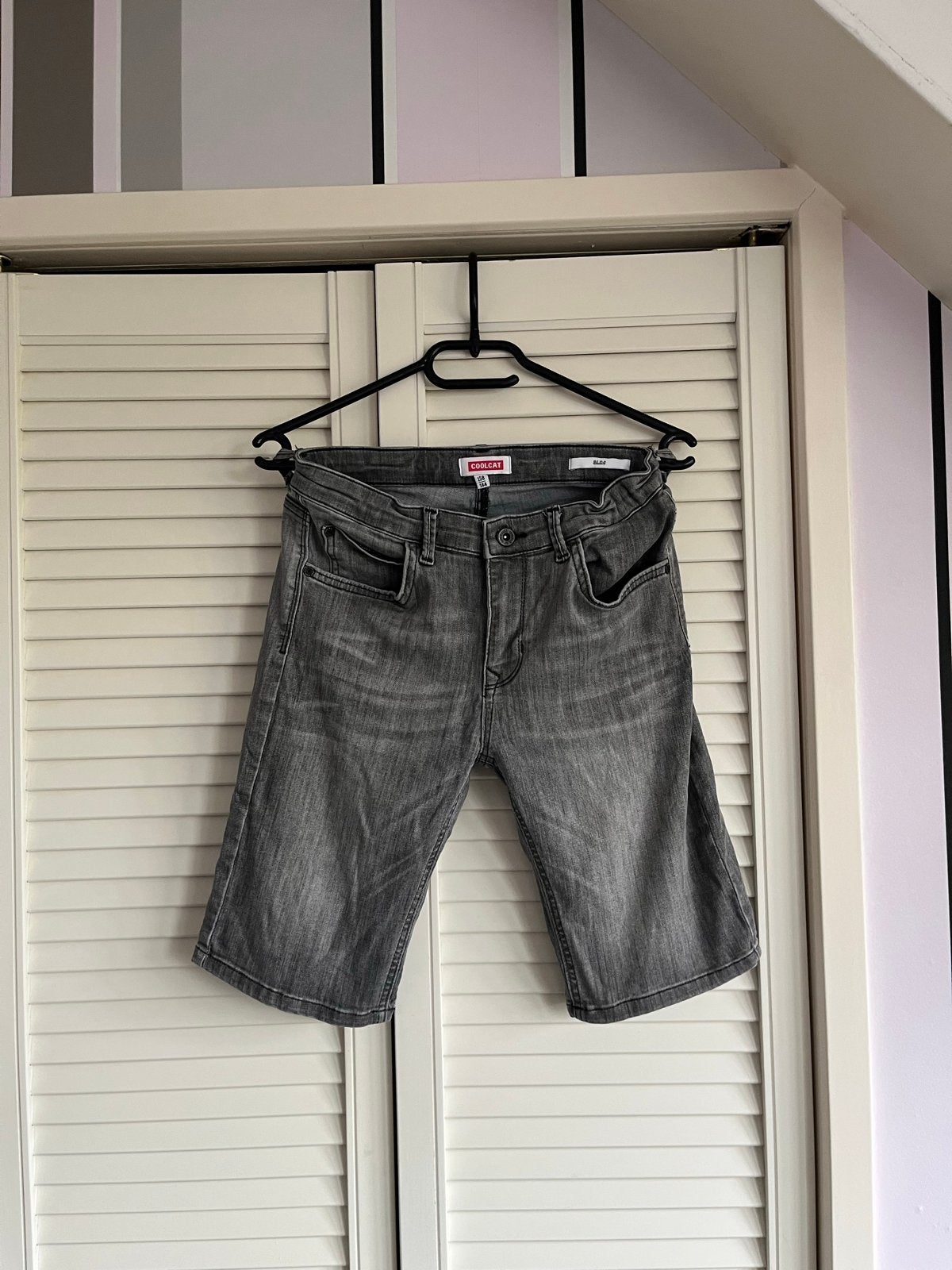 Coolcat Slim Fit Jeans Short - Grijs, Kleding | Heren, Ophalen of Verzenden, Gedragen, Grijs, Overige jeansmaten