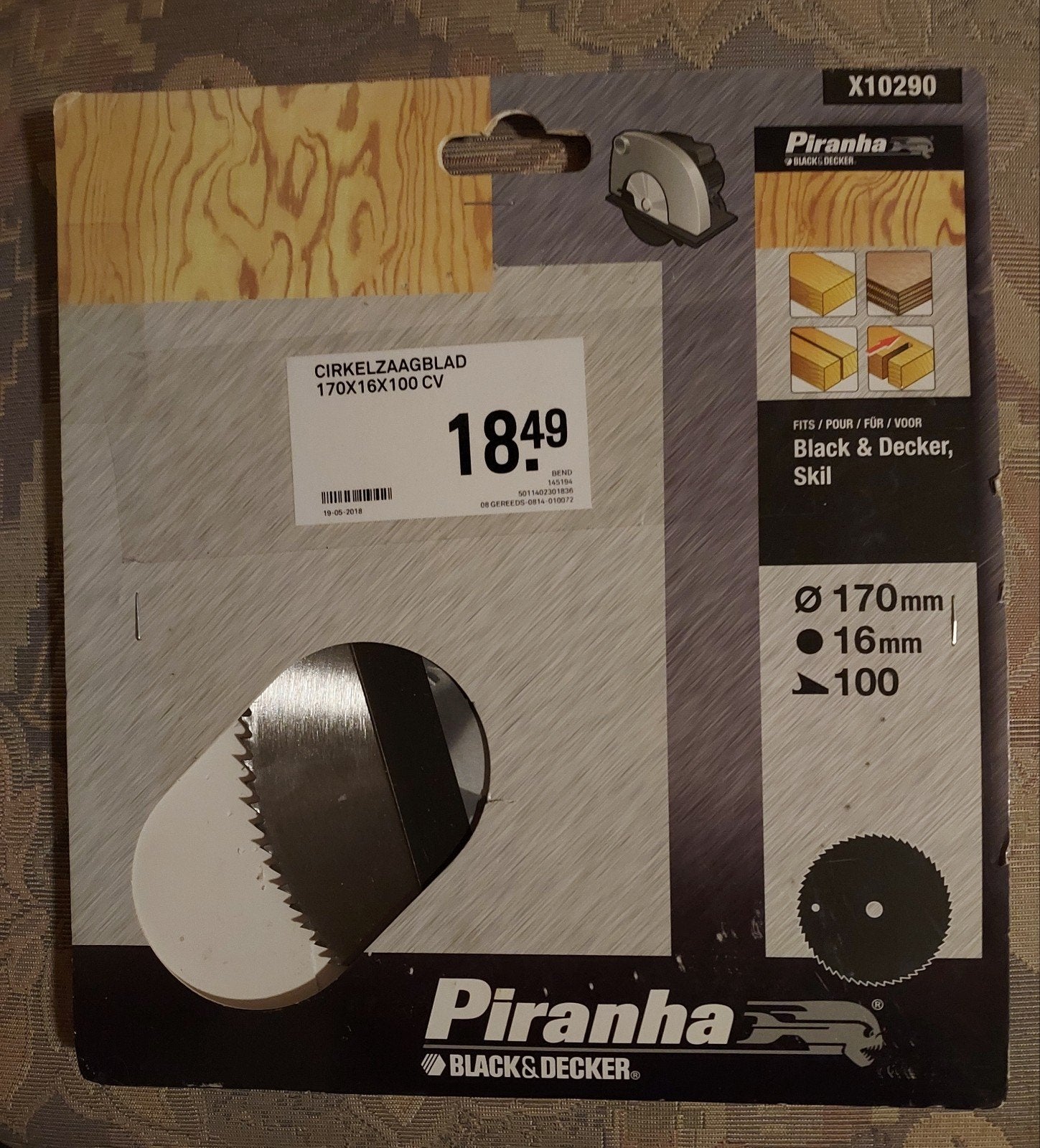 Piranha Cirkelzaagblad 170x16x100 CV voor Black & Decker, Ophalen, Nieuw, Cirkelzaag, Piranha Black & Decker