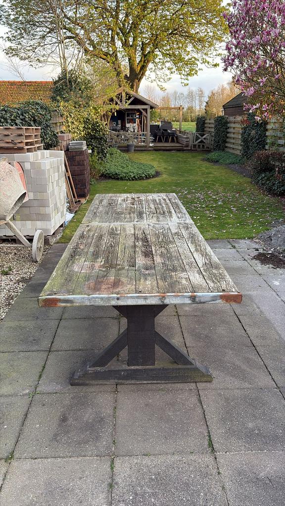 Tuintafel groot en degelijk, Tuin en Terras, Ophalen, Gebruikt, Rechthoekig, Hout
