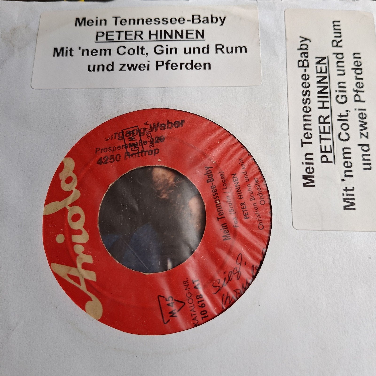 Peter Hinnen - Mein Tennessee-Baby (Single), Cd's en Dvd's, Gebruikt, 7 inch, EP, Schlager