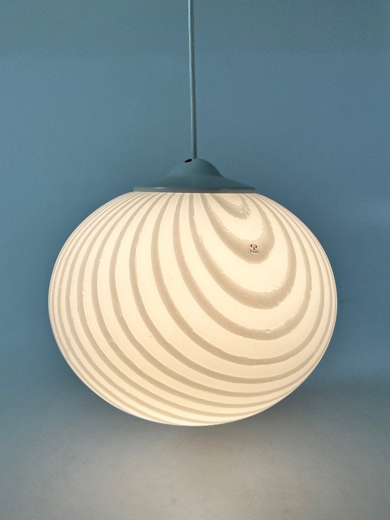 Vintage Hanglamp, Swirl / Zebra, Peill & Putzler, 1970's, Gebruikt, Peill & Putzler, Onbekend, Glas
