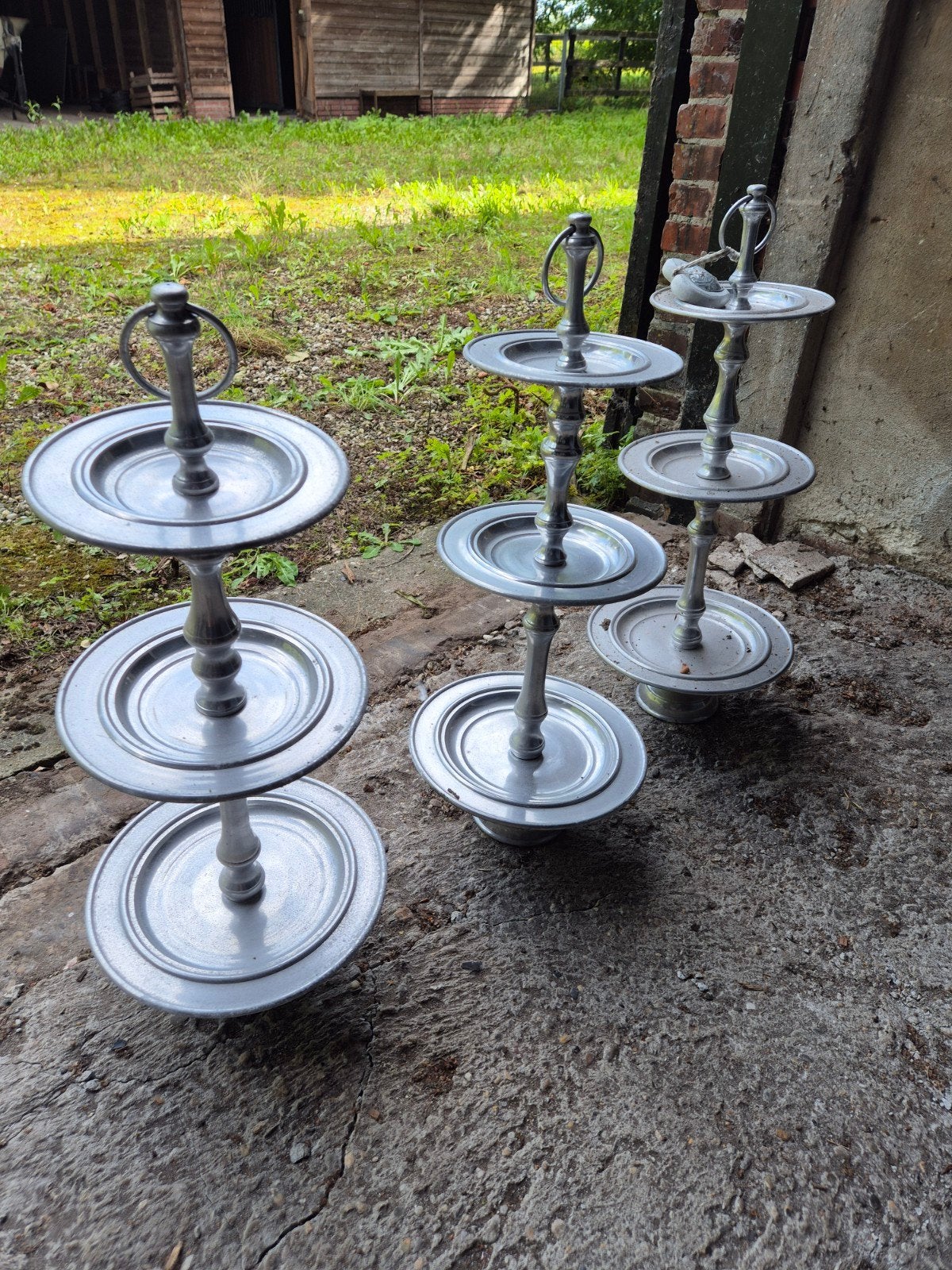 Set van 3 vintage etagères van metaal, Antiek en Kunst, Ophalen