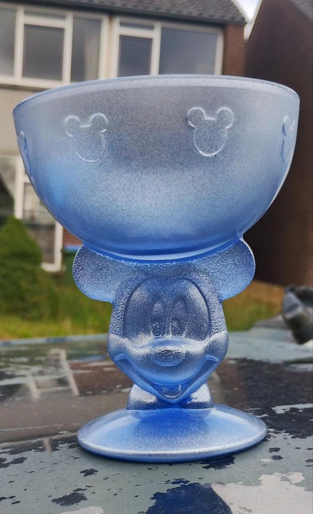 Disney Mickey Mouse IJscoupe Glas - Blauw, Ophalen of Verzenden, Mickey Mouse, Zo goed als nieuw, Servies