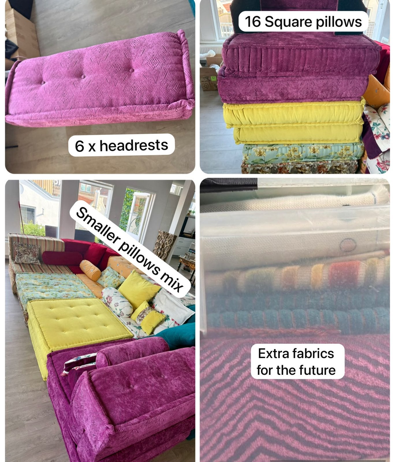 Roche Bobois Mah Jong stijl bank  (22-delig)⁠ custom made, Ophalen, Gebruikt, Hoekbank, 300 cm of meer